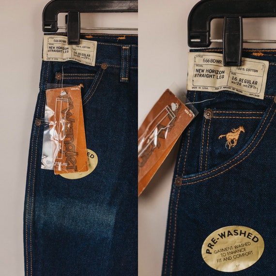 Vintage 70s Deep Blue Wrangler Deadstock Straight… - image 3