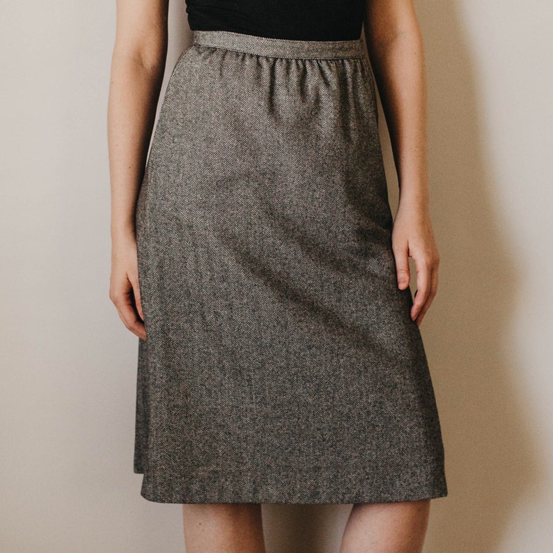 Vintage 80s Wool Blend Chevron High Waist Skirt image 4