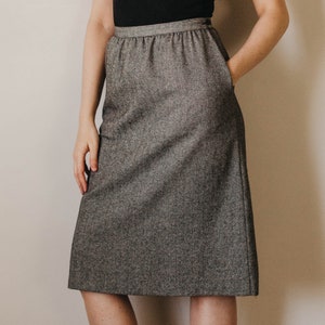 Vintage 80s Wool Blend Chevron High Waist Skirt image 3