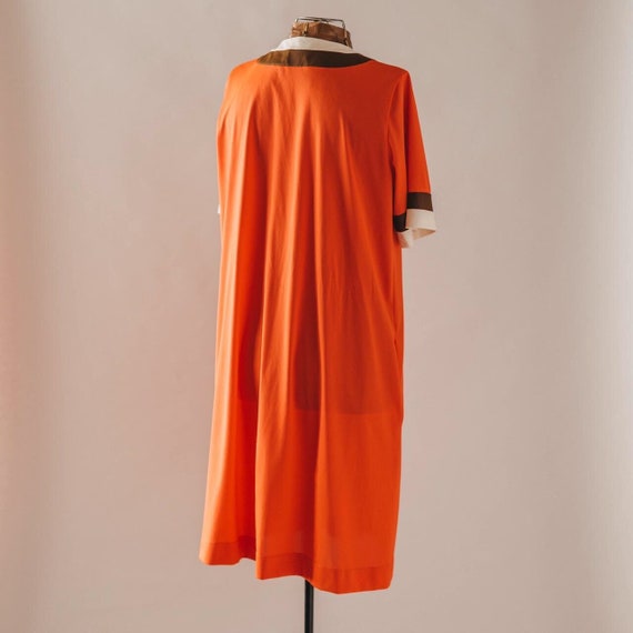 Vintage 60s/70s Electric Orange House Dress - image 4