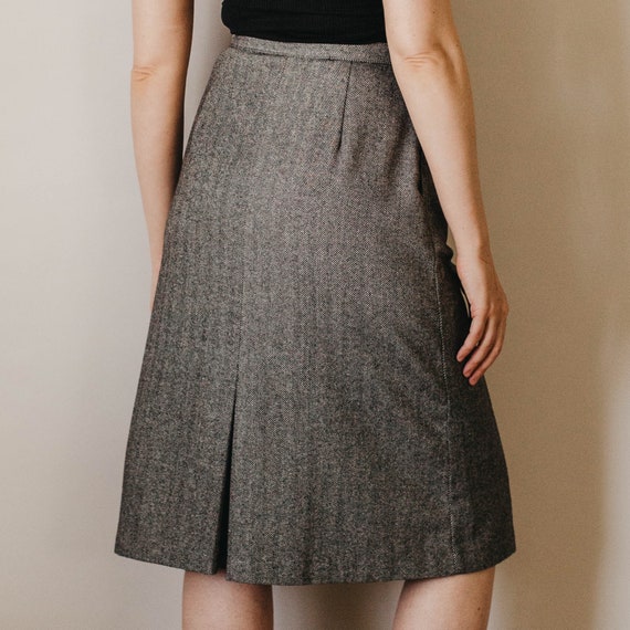 Vintage 80s Wool Blend Chevron High Waist Skirt - image 5