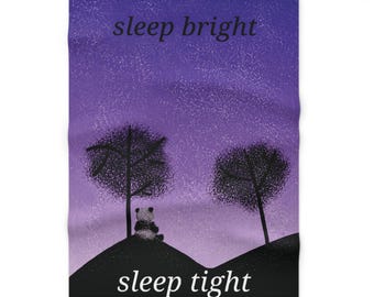 Sleep Bright Sleep Tight baby blanket | purple panda night sky nursery