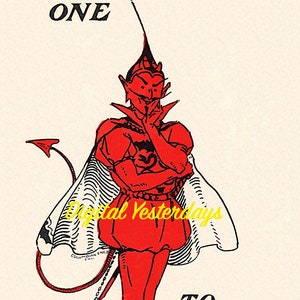 PRINTABLE Vintage 1905 A. H. Albert Hahn From One Devil To Another Postcard Digital Print Poster Instant Download Lucifer Clip Art Edwardian
