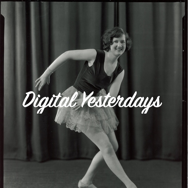 PRINTABLE 1920s Smiling Woman Dancer Black & White Digital Jpeg Photo Vintage Portraits Instant Download