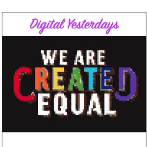 私たちは平等に創られた クロスステッチチャート 即時ダウンロード デジタルブックレット ヴィンテージ LGBTQ レズビアン ゲイ トランスジェンダー Eパターン Eチャート