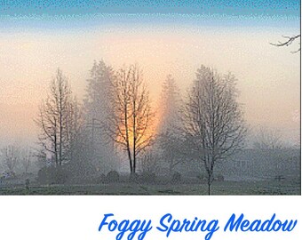 Foggy Spring Meadow Counted Cross Stitch Chart Instant Download Digital Booklet Farmhouse E-Pattern E-Chart