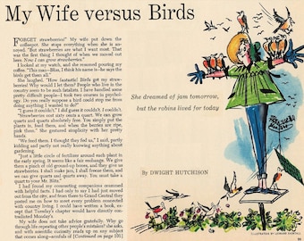 My Wife versus The Birds Dwight Hutchison Midcentury Humor Pulp Fiction Short Story Instant Digital Download Book Gardening Fiction