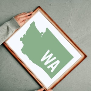 Washington state outline custom decal - WA car decal - Washington water bottle decal - WA laptop decal