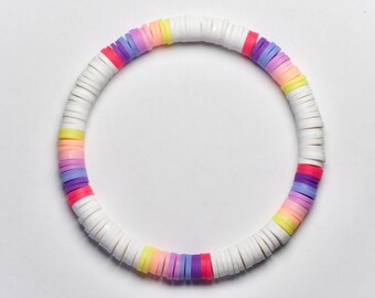 Sunset clay beaded bracelet, 6.5 inch stretchy beaded bracelet