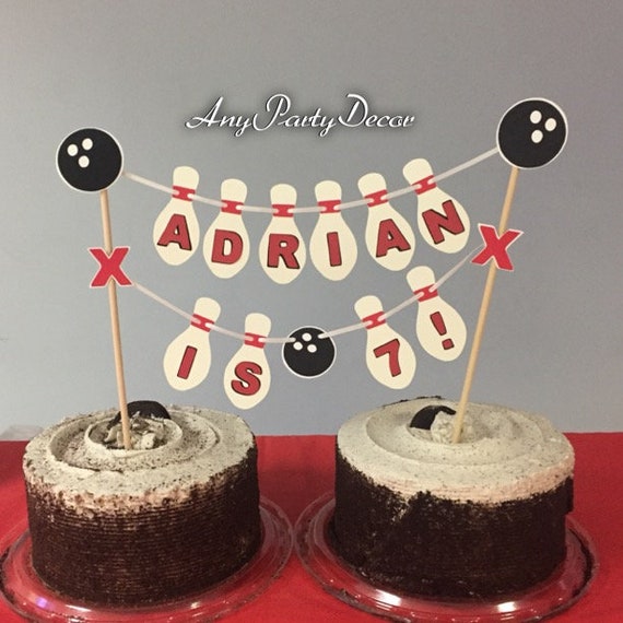 Bowling Cake Banner Bowling Themed Party Bowling Birthday Etsy