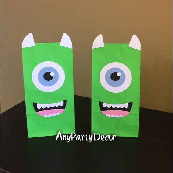 Monsters Inc Mike Wazowski Party Favor Bags Monsters Inc Etsy
