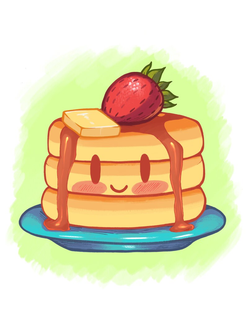 Cute Pancakes Kids Art Print Etsy UK