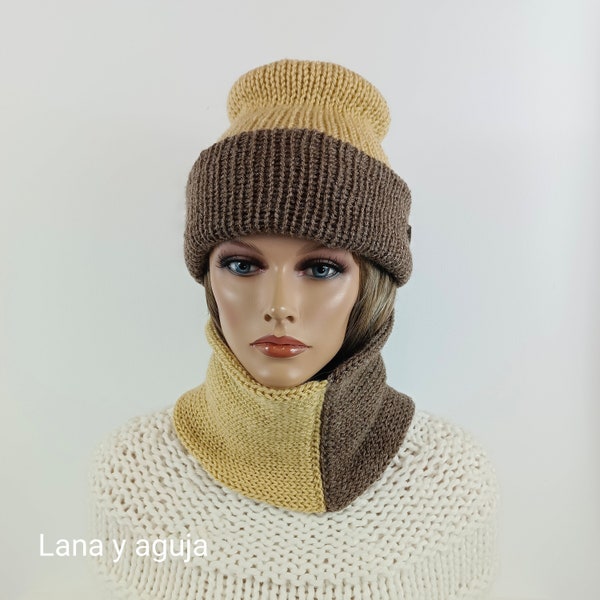 Gorro lana, cuello lana, regalo para ellas, estilo casual, tejido a mano, gorro y bufanda mujer, regalos únicos, tejido lana, bufanda lana