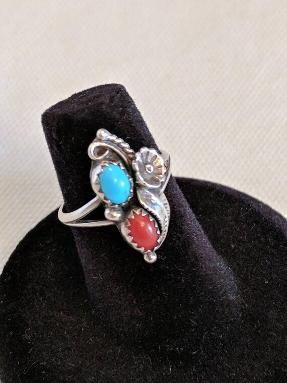 Native America Indian Jewelry Sterling Silver Coral Turquoise Etsy