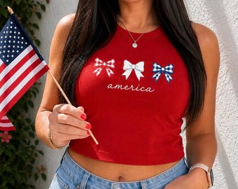 Patriotic Bow Tank Top | America Tank | July 4th Tank Top | Coquette Patriotic Shirt | Fourth of July Tank | Women’s Summer Tank