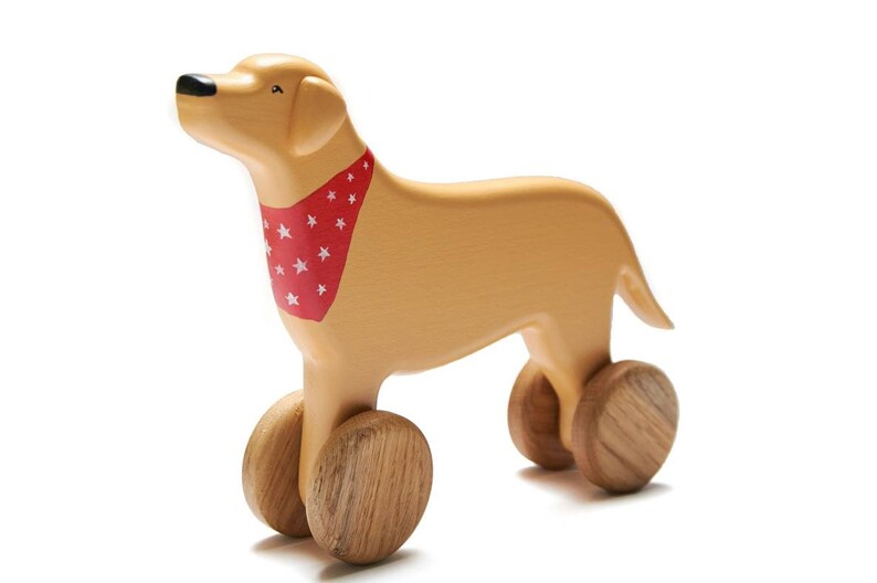 Wooden toys for kids Pull dog toy Yellow Labrador retriever Etsy