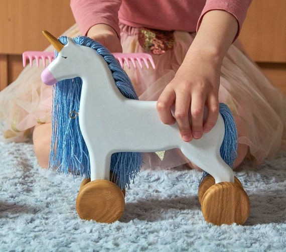 Wooden unicorn toy Unicorn birthday baby girl First Christmas Etsy