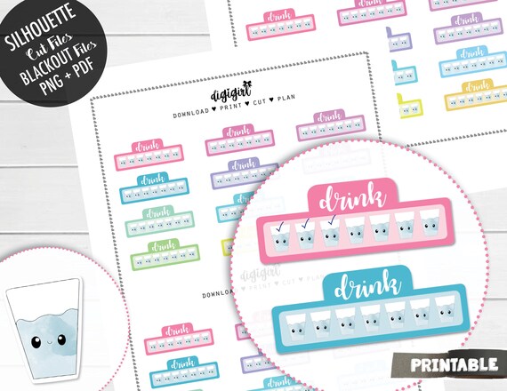 Hydrate Stickers Printable Stickers Drink Water Planner | Etsy