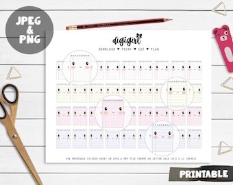 Homeschool printable Student planner stickers Kawaii Study stickers notebook Student planner Back to School reading stickers