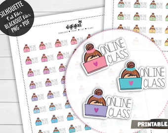 Online Study Printable Planner Stickers Homeschool plans Lecture Class Students University Goodnotes Happy planner Erin Condren  CUT FILES