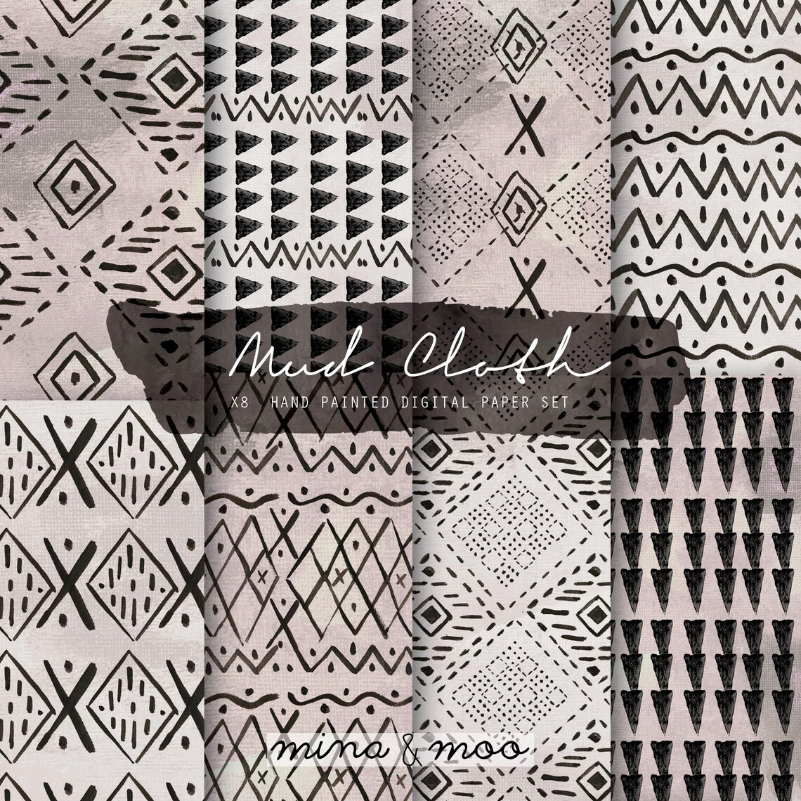 Mud Cloth Wallpaper African Digital Paper Hand Painted Tribal