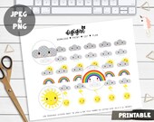 Printable Weather Planner Sticker Kawaii Weather Printable - Etsy