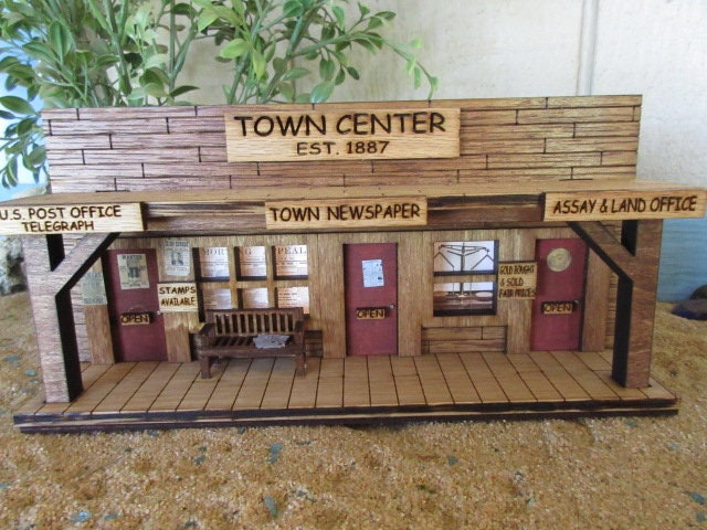 O Scale Miniature Western Town Center Building, Model Train Decor