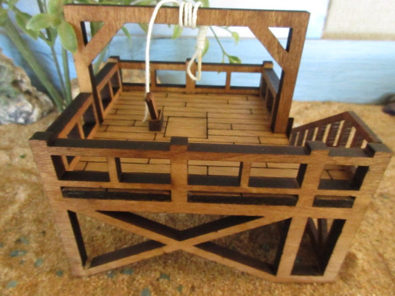 O Scale Miniature Old Western Gallows train decor accessories 1:43 scale image 7