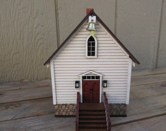 Little House on the Prairie miniature Schoolhouse/Church Walnut Grove, 1:52 scale western train exhibit decor