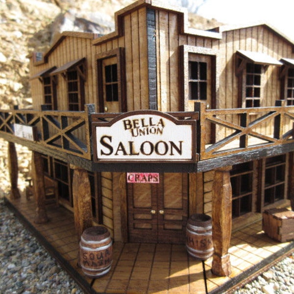 O Scale The Bella Union Saloon Deadwood Old West Miniature Rustic Building 1:43 scale