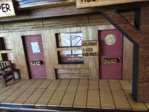O Scale Miniature Western Town Center Building, Model Train Decor