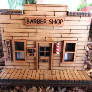 HO Scale Miniature Old Western Barber Shop/Dentist rustic building American old west model train exhibits 1:87 scale