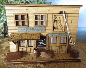 O Scale Utter Freight & Postal Delivery, Deadwood Old West Miniature Rustic Building, 1:43 scale Train Exhibit