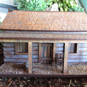 O Scale Davy Crockett Birthplace Cabin, 1786 Frontiersman, King of the Wild Frontier miniature western building train exhibit decor 1:43
