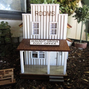 Little House on the Prairie miniature Walnut Grove Post Office, 1:52 scale western train exhibit decor