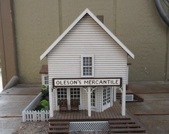 Little House on the Prairie miniature Oleson's Mercantile, Walnut Grove, 1:52 scale western train exhibit decor