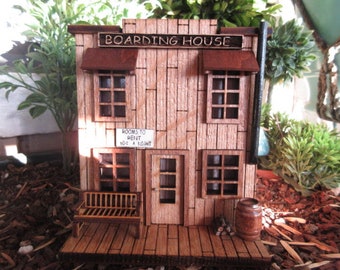 O Scale Deadwood Boarding House, Deadwood, Old West Miniature Rustic Building, 1:43 scale train exhibits