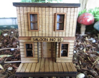 HO Scale Saloon No. 10, Deadwood, Wild Bill Hickok, Edificio rustico in miniatura del vecchio West, arredamento per mostre ferroviarie scala 1:87