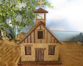 O Scale Miniature Lonesome Dove Church, Call, Gus, Texas rangers miniature 1:43 scale western building