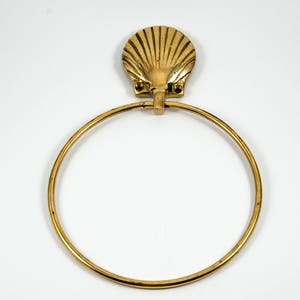 Brass Seashell Clamshell Towel Ring, Towel Holder, Towel Rack, Door Knocker, Door Pull