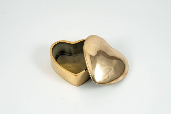 Brass Heart Shaped Jewelry Box, Brass Trinket - image 2