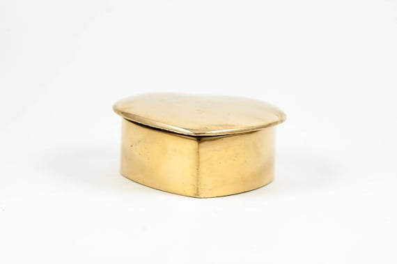 Brass Heart Shaped Jewelry Box, Brass Trinket - image 1