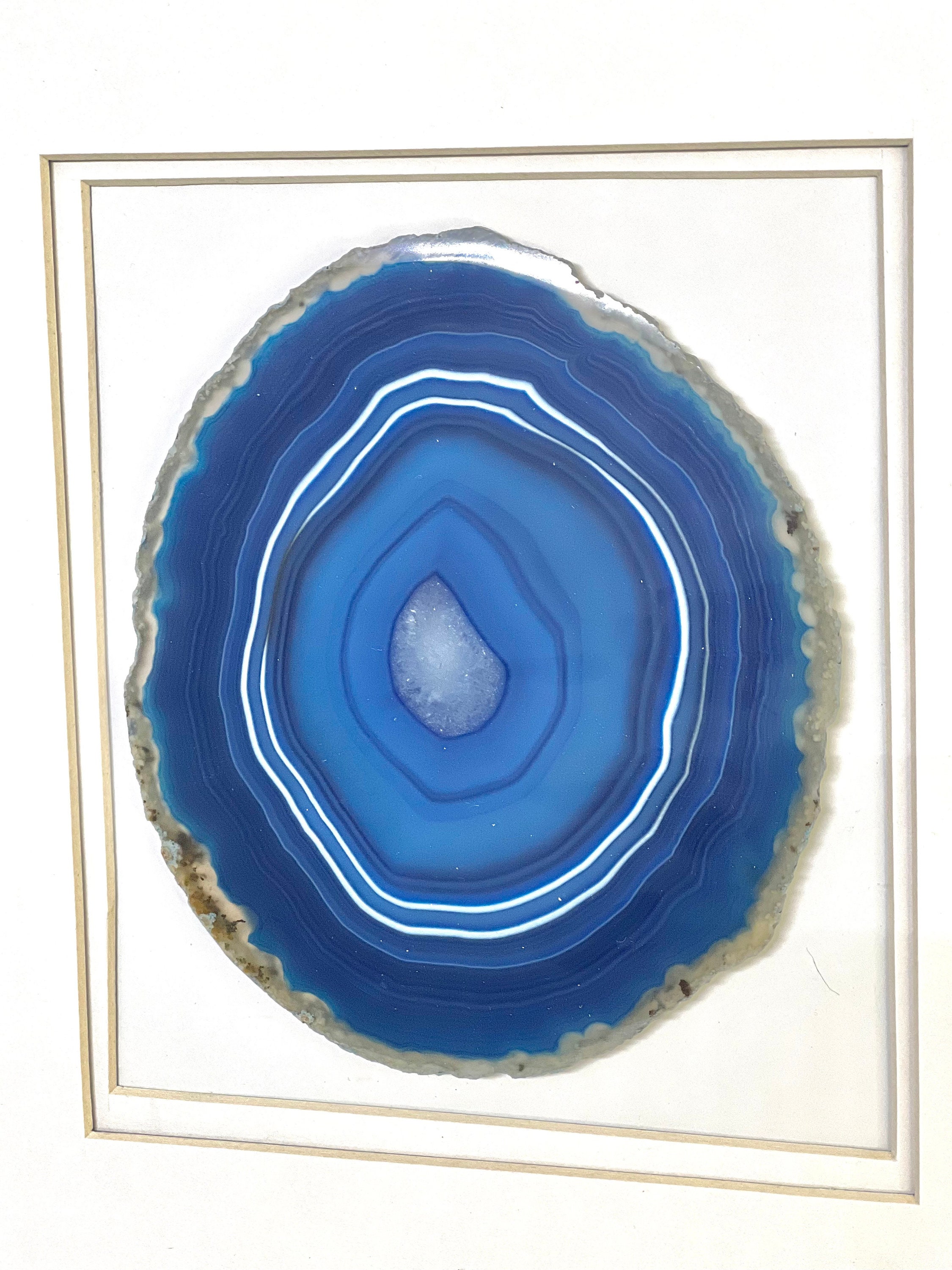 Large Blue Agate Wall Art Handmade 12x12 With Gold Etsy