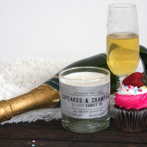 Cupcake & Champagne Scented Candle Be:Light Candle Co. 100% Soy Wax.Repurposed Glass.Supporting Suicide Prevention.Candles4ACause image 1