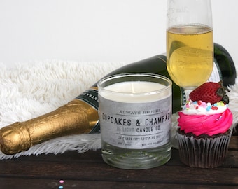 Cupcake & Champagne Scented Candle | Be:Light Candle Co.| 100% Soy Wax.Repurposed Glass.Supporting Suicide Prevention.Candles4ACause