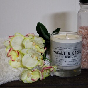 Sea Salt & Orchid Scented Candle + Wax Melts Available Soy Wax Handmade Handpoured