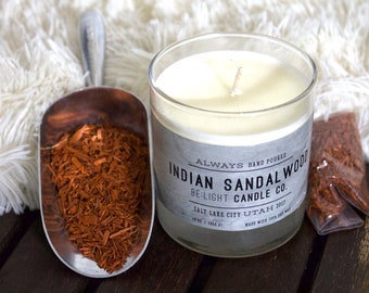 Indian Sandalwood | 100% Soy Wax Candle Handpoured in Salt Lake City, Utah Using Non Toxic Oils & Non GMO Soy Wax