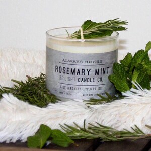 Rosemary Mint Scented Be:Light Candle Co. 100% Soy Wax Hand Poured. Non Toxic Oils. Benefitting Suicide Prevention Awareness image 3