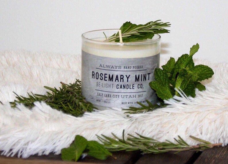 Rosemary Mint Scented Be:Light Candle Co. 100% Soy Wax Hand Poured. Non Toxic Oils. Benefitting Suicide Prevention Awareness image 3