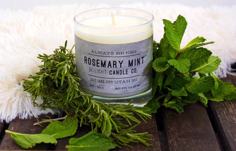 Rosemary Mint Scented Be:Light Candle Co. 100% Soy Wax Hand Poured. Non Toxic Oils. Benefitting Suicide Prevention Awareness image 1